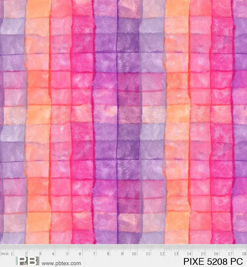 Pink Purple Pixels Cotton Wideback Fabric per yard