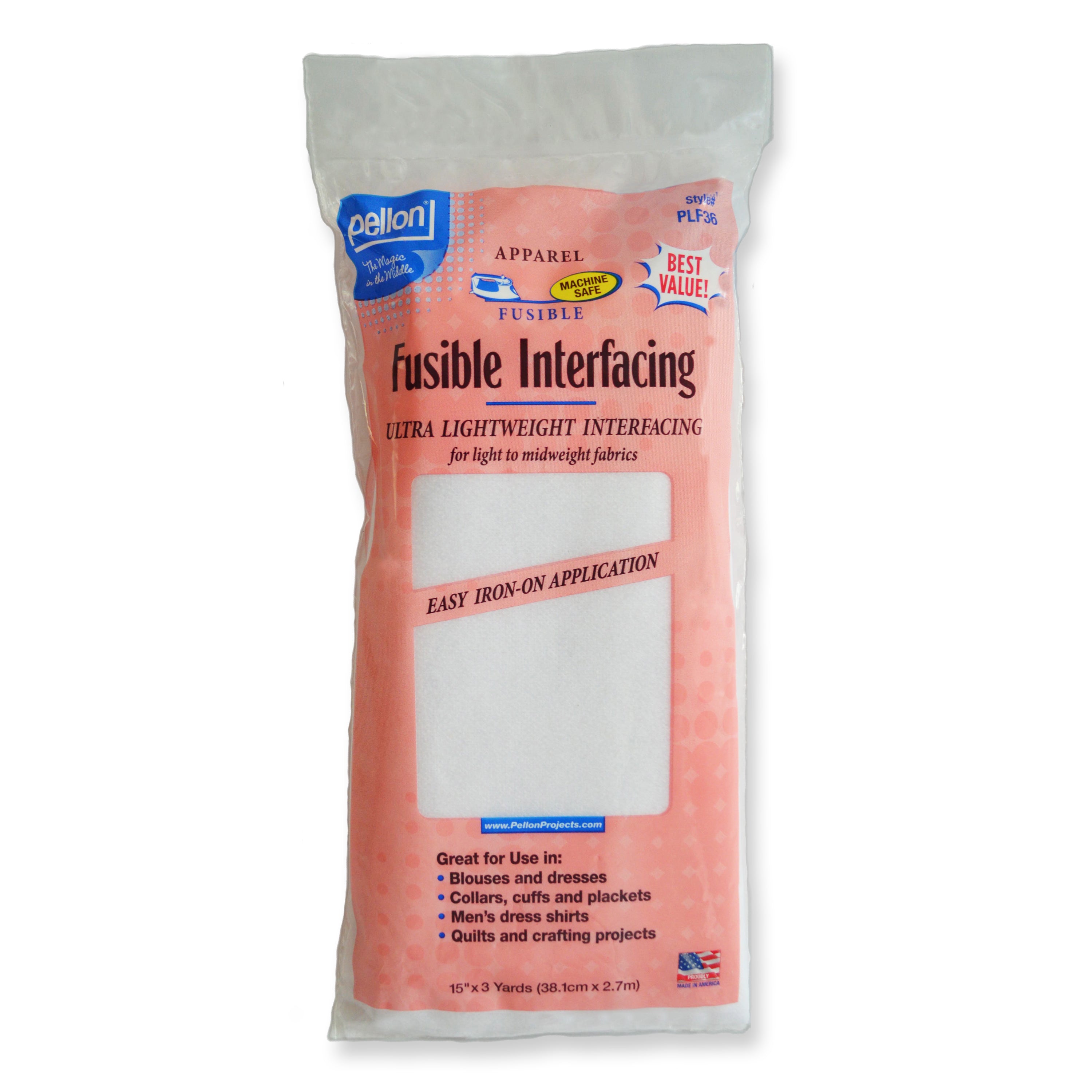 Pellon® Fusible Interfacing 15" x 3 yards Package. Color: White.