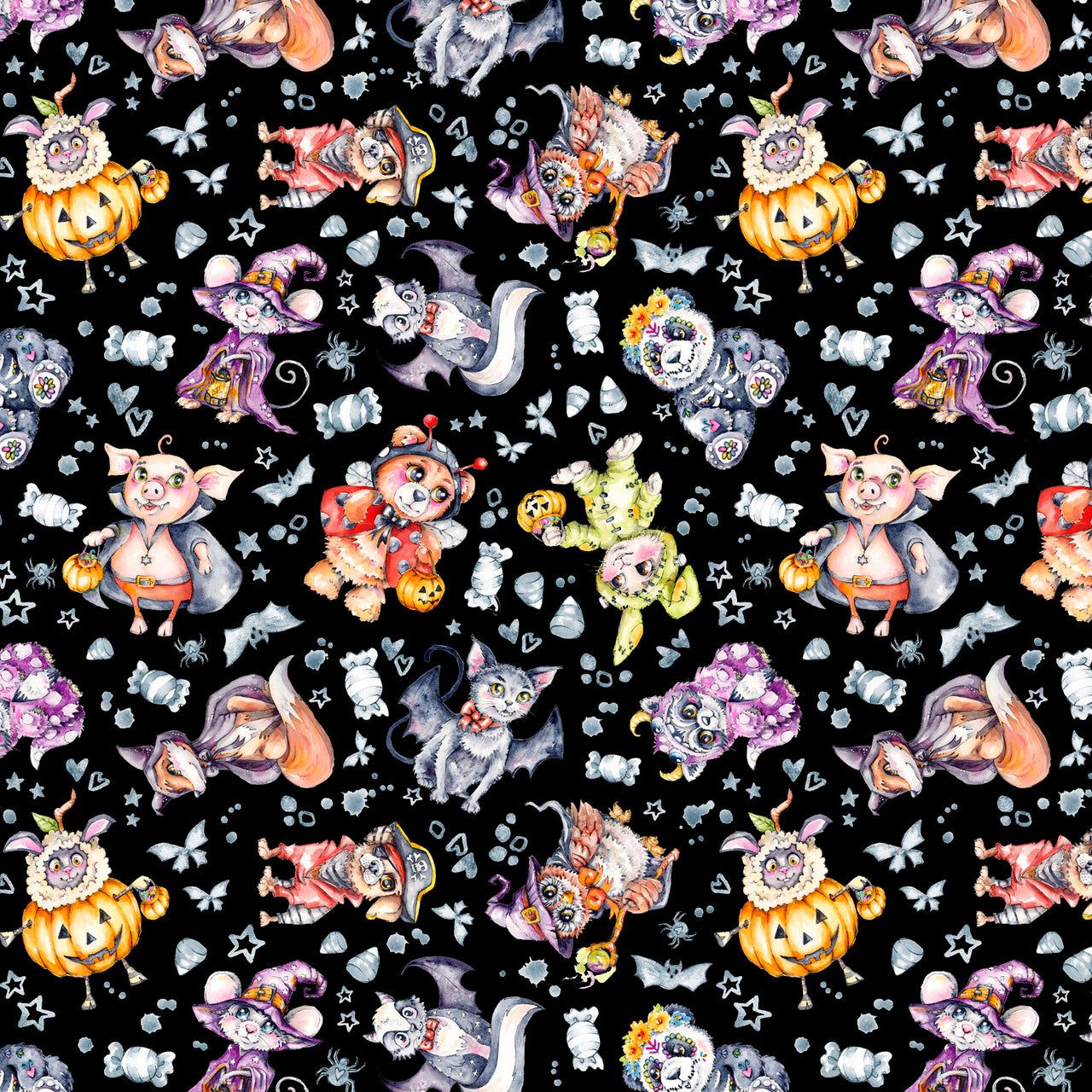 Character Costume Toss Black Cotton 44"/45" Fabric Per Yard
