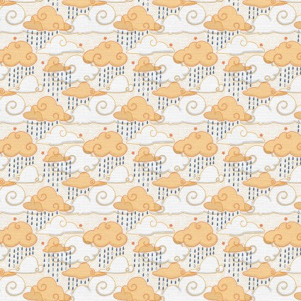 Clothworks Sky Adventures Starry Sky quilting fabric in Orange