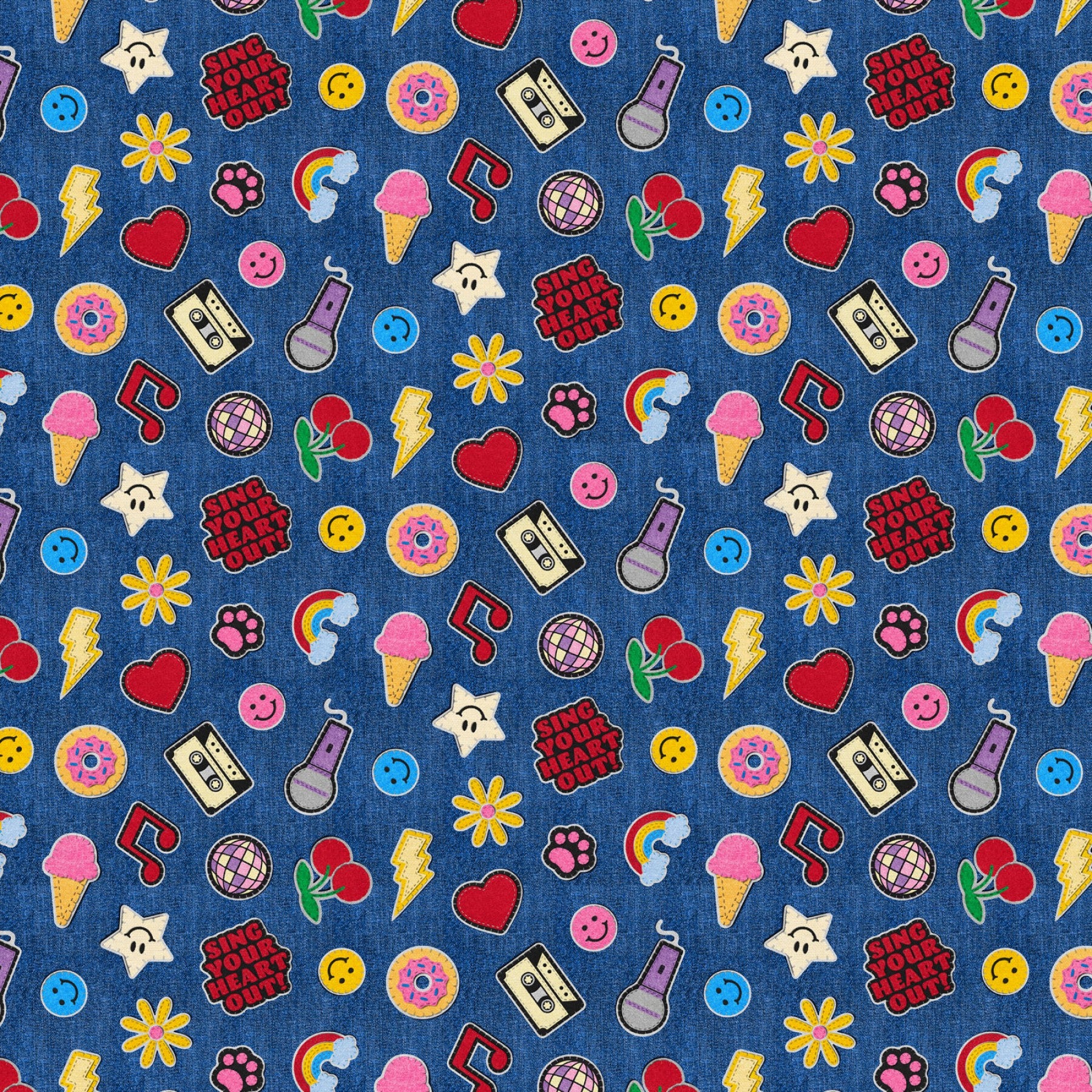 Blue Patch Perfect Girl World Cotton 43"/44" Fabric Per Yard