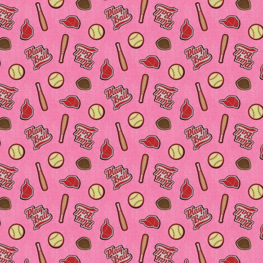Pink Patch Perfect Baseball 43"/44" Fabric Per Yard