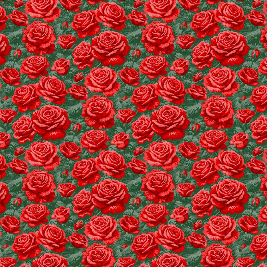 Red Roses Are Red Rose Bushes Cotton Wideback 118"  Fabric Per Yard