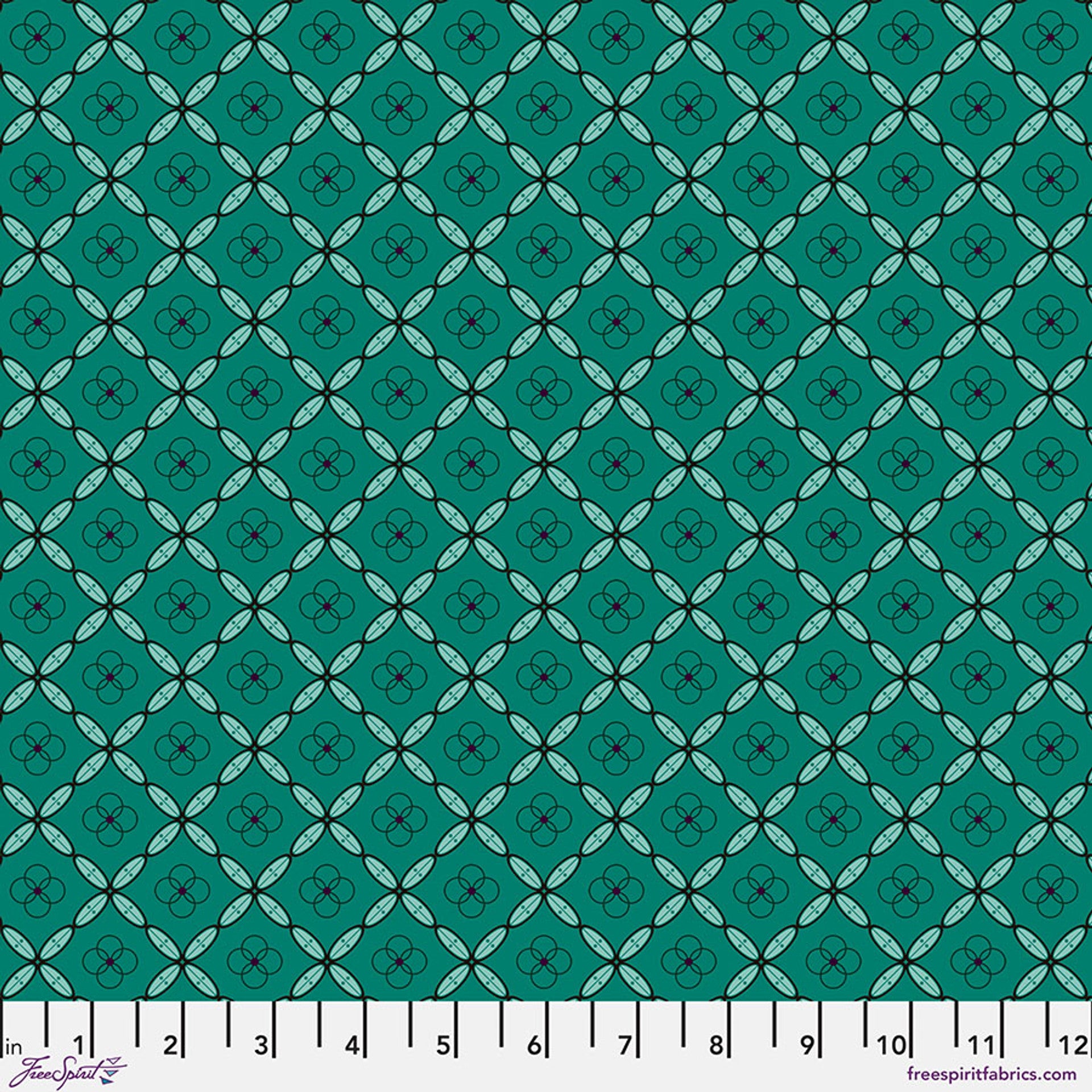 Enrapture by Giucy Giuce Tiles - Emerald Cotton 44"/45" Fabric Per Yard
