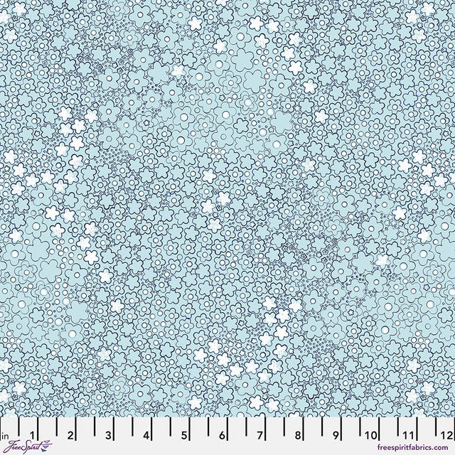 Flora Dora Seafoam Flourish And Bloom 44"/45" Cotton Fabric Per Yard