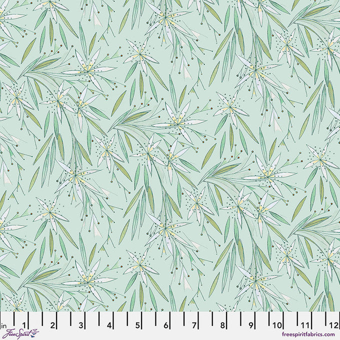 Star Flower Mint Flourish And Bloom 44"/45" Cotton Fabric Per Yard