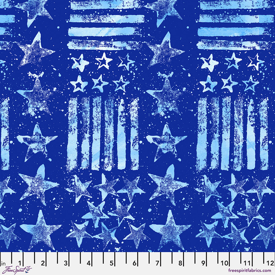Stars and Stripes Large Blue Americana Cotton 44"/45" Fabric Per Yard