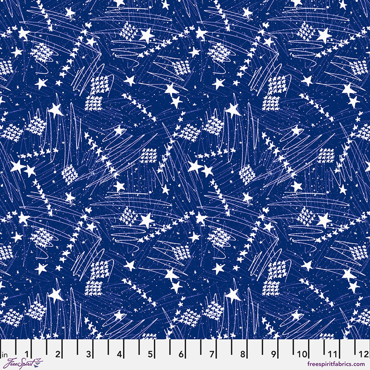 Stars in the Sky Small Blue Americana Cotton 44"/45" Fabric Per Yard