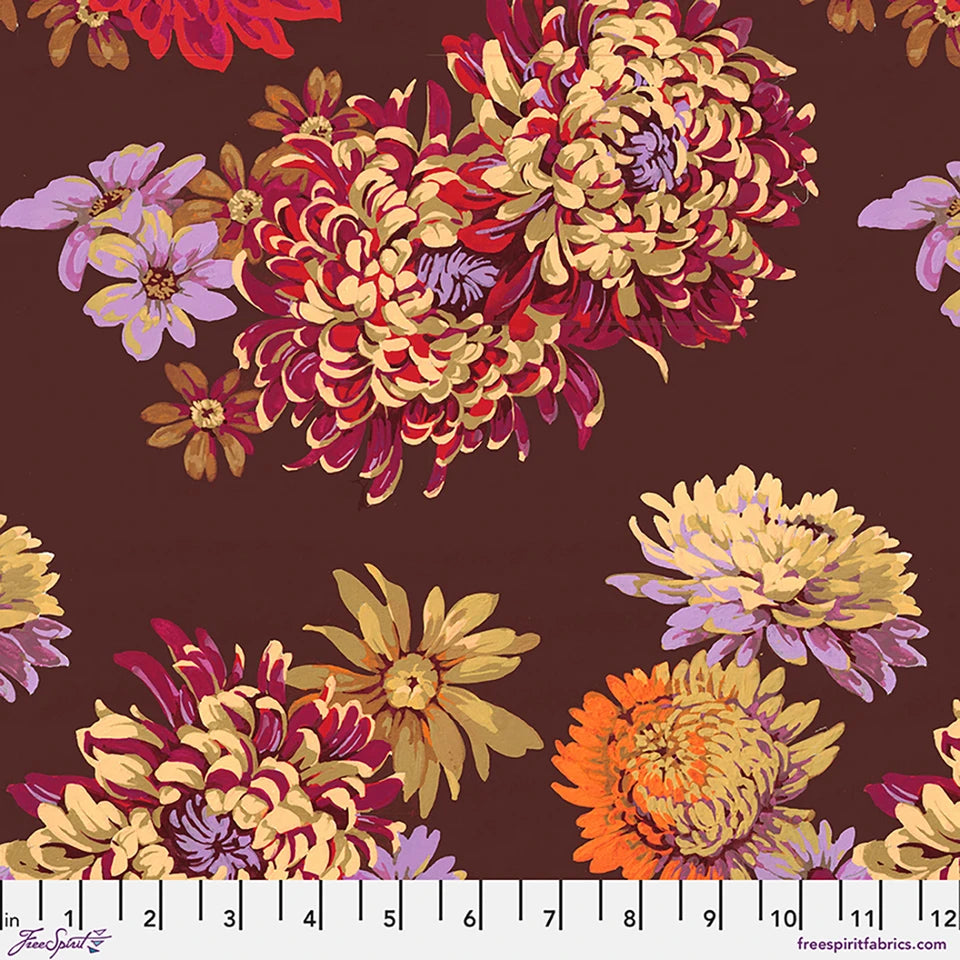 Golden Harvest Fall Floral Brown Cotton 44"/45" Fabric Per Yard