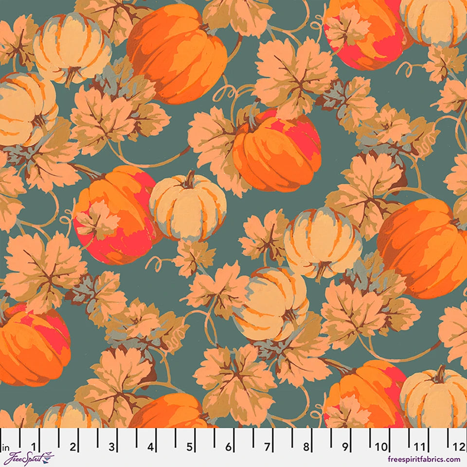 Golden Harvest Pumpkins Gold Cotton 44"/45" Fabric Per Yard