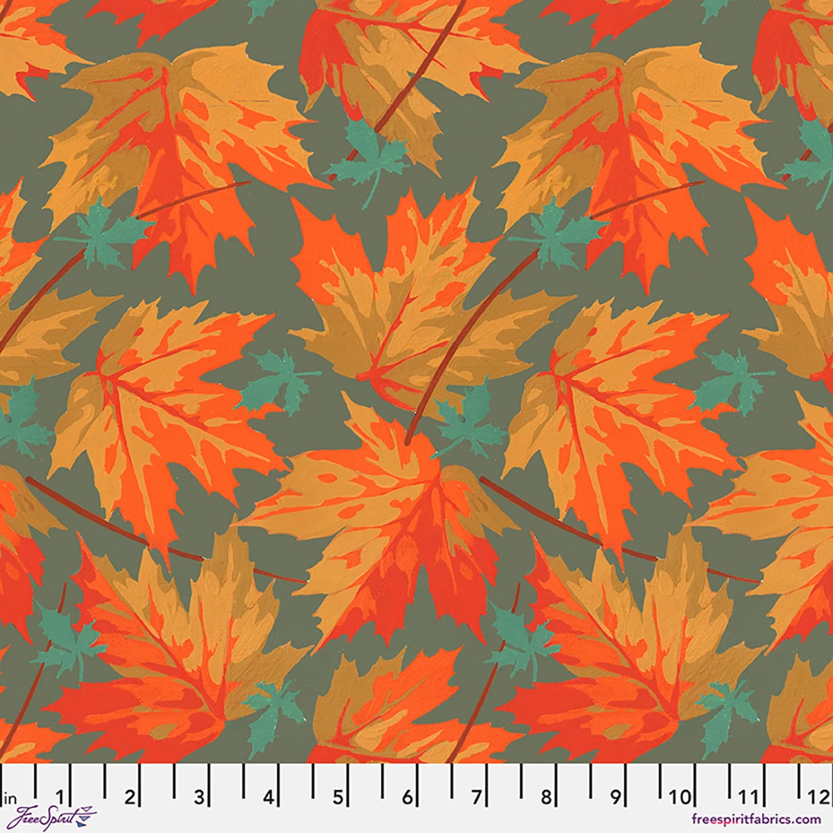 Golden Harvest Maple Sage Cotton 44"/45" Fabric Per Yard
