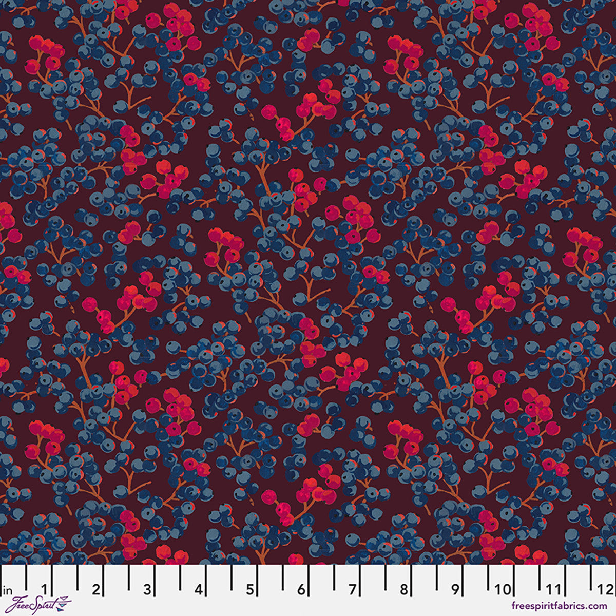 Golden Harvest Berries Plum Cotton 44"/45" Fabric Per Yard
