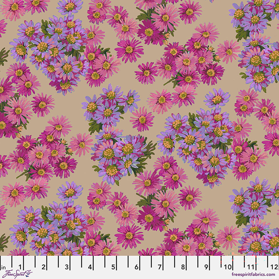 Golden Harvest Asters Fuchsia Cotton 44"/45" Fabric Per Yard