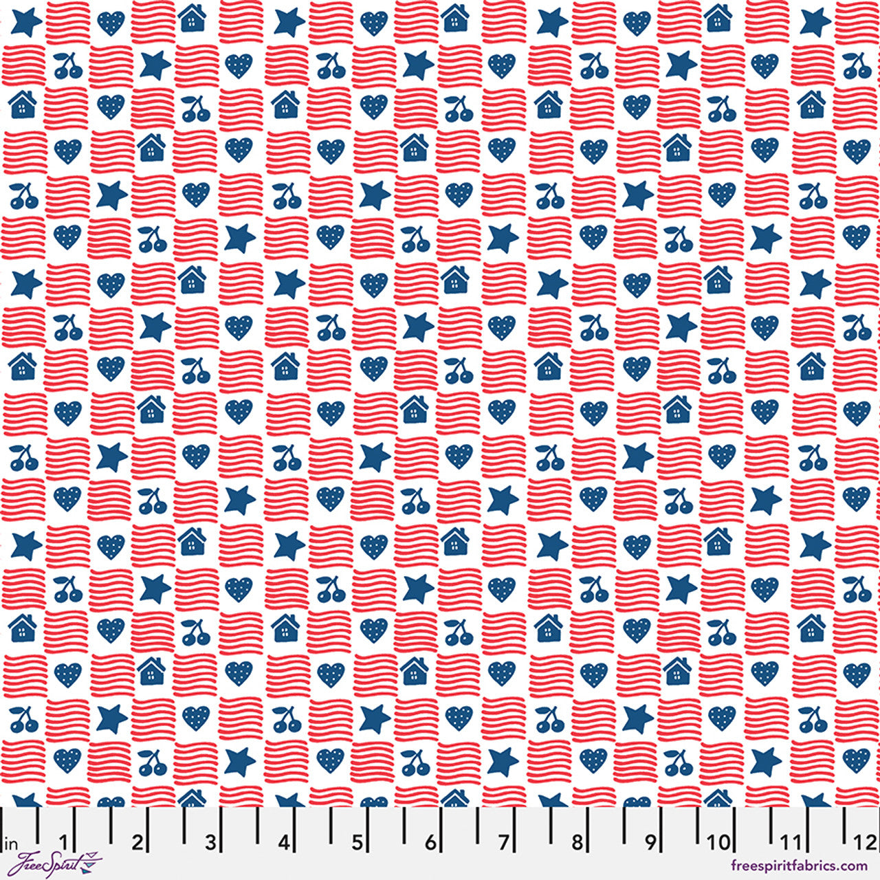 Red Simple American Home Americas Birthday Cotton 44"/45" Fabric Per Yard
