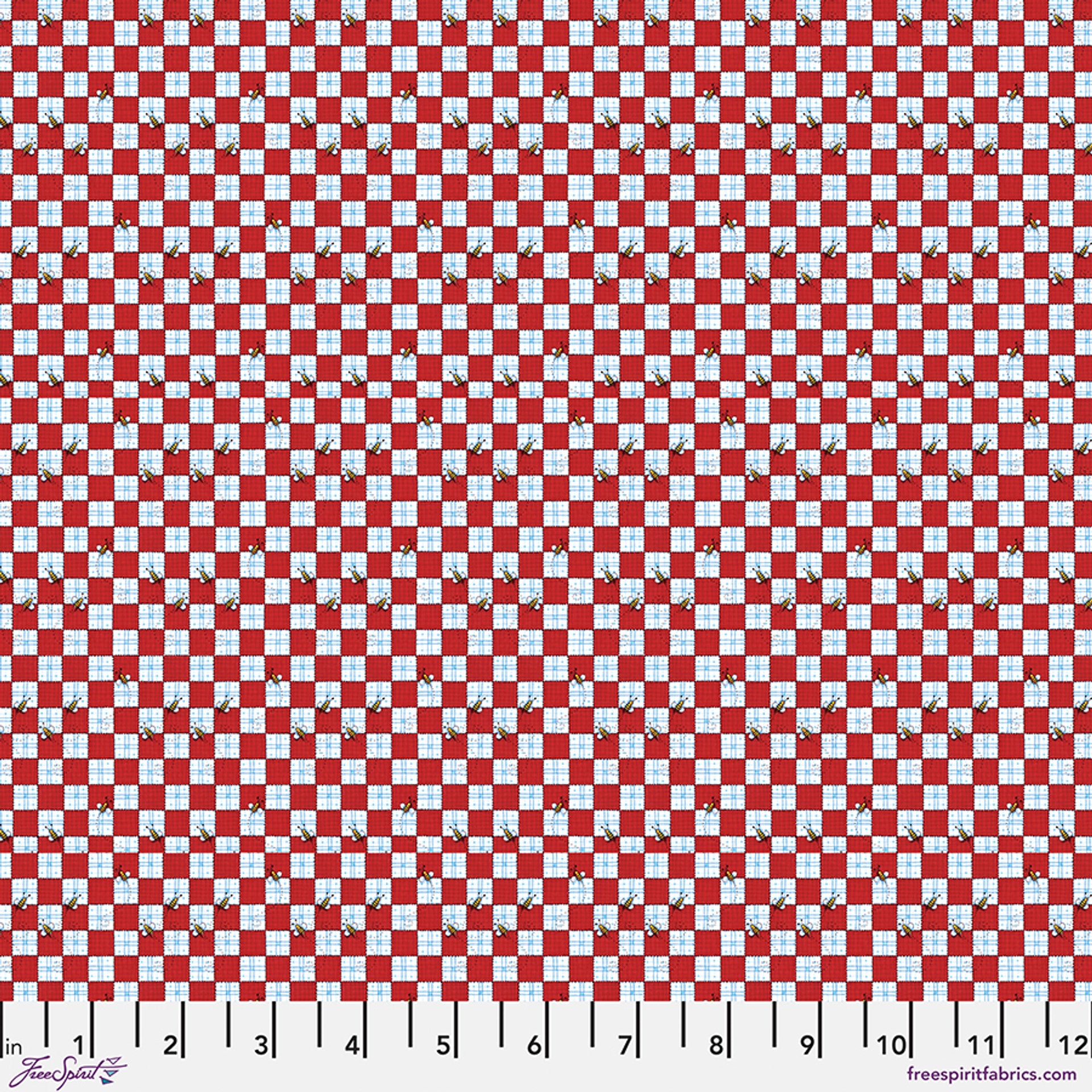 Red Bees at a Picnic Americas Birthday Cotton 44"/45" Fabric Per Yard
