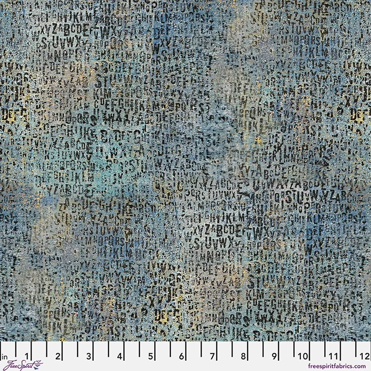 One Layer Away Lots of Letters Ocean Cotton 44"/45" Fabric Per Yard