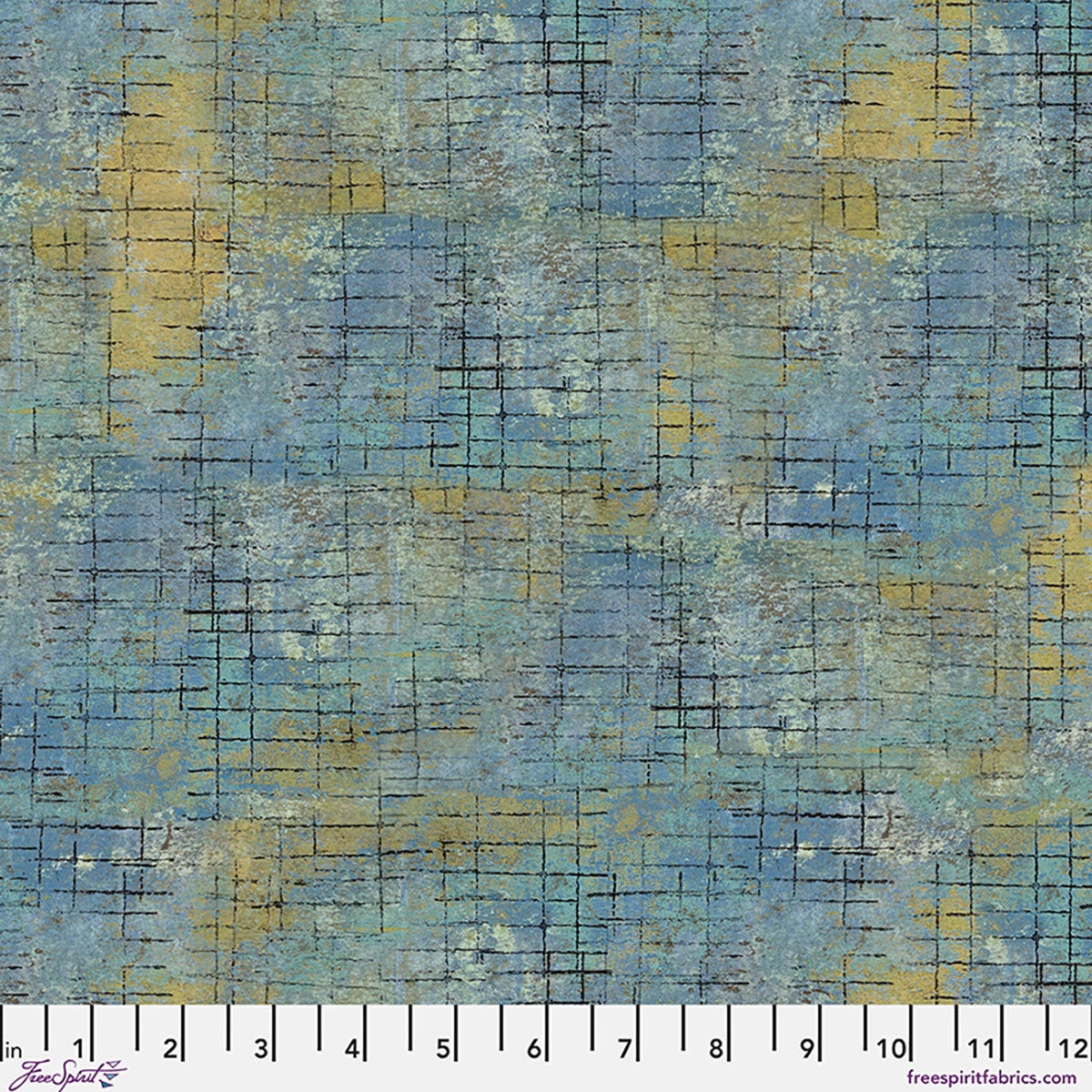 One Layer Away Grid Graph Ocean Cotton 44"/45" Fabric Per Yard