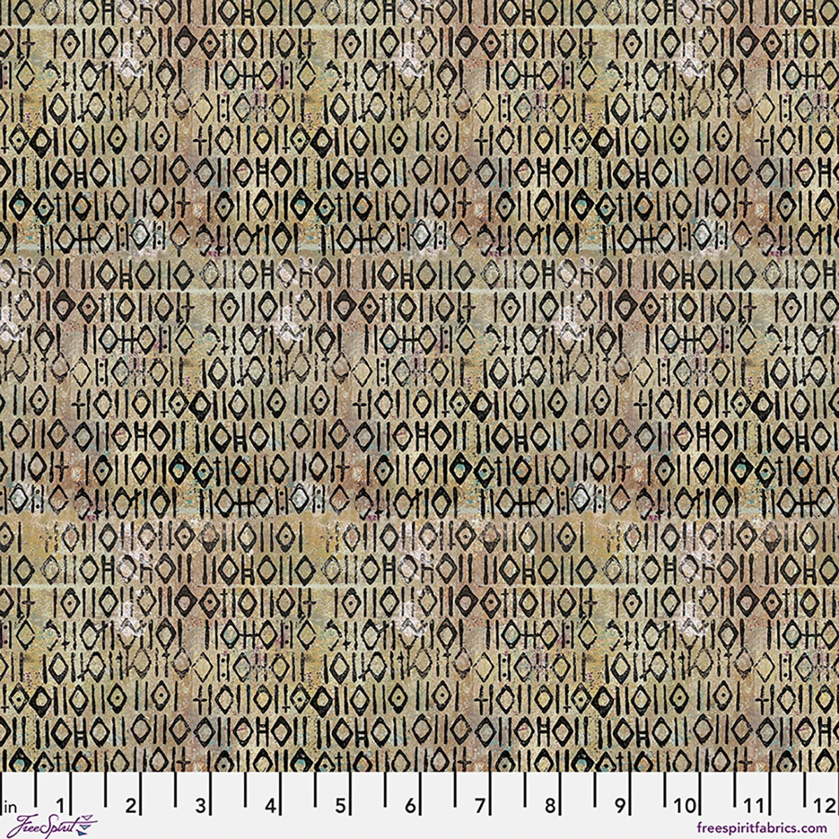 One Layer Away Pictograph Taupe Cotton 44"/45" Fabric Per Yard
