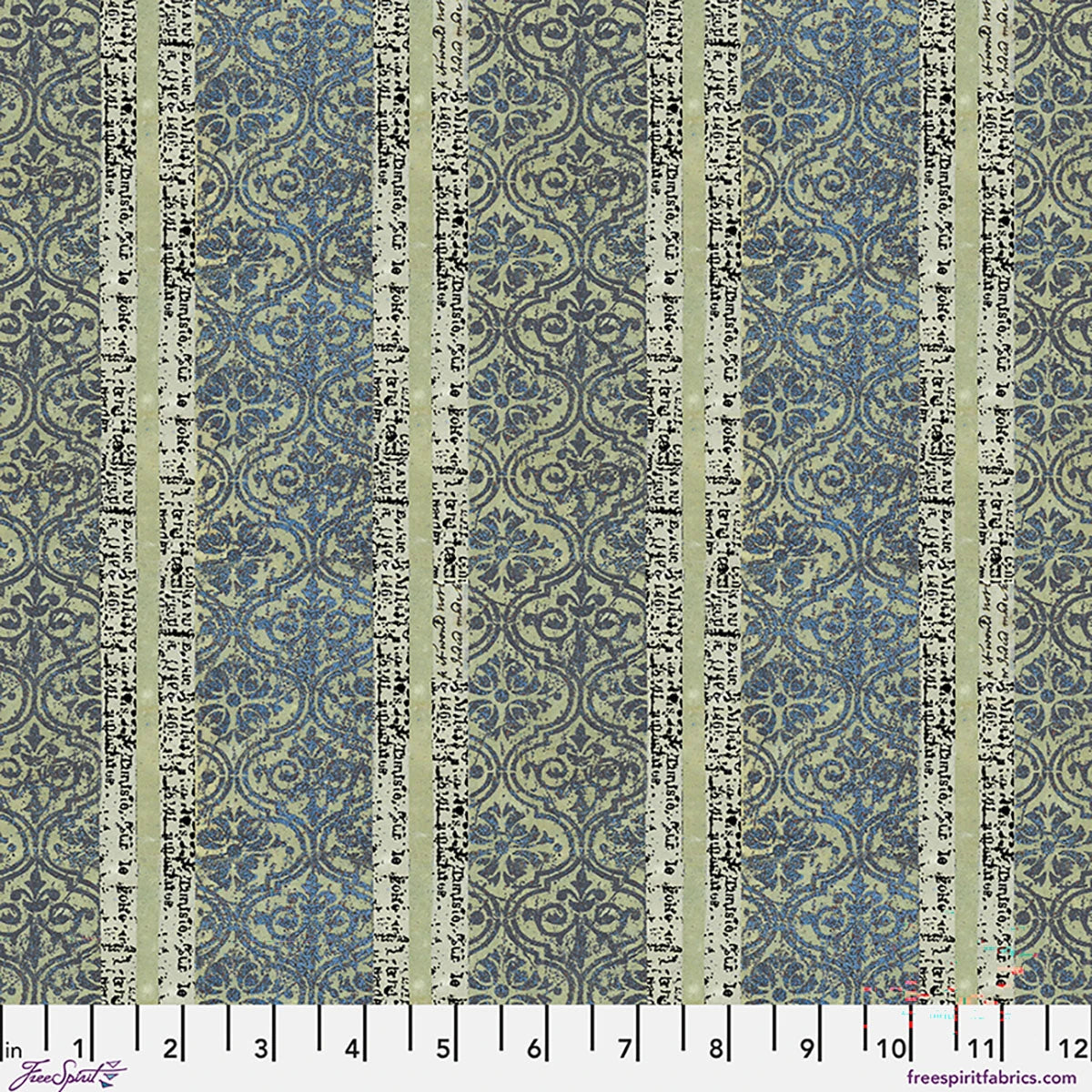 One Layer Away Text Tile Sage Cotton 44"/45" Fabric Per Yard