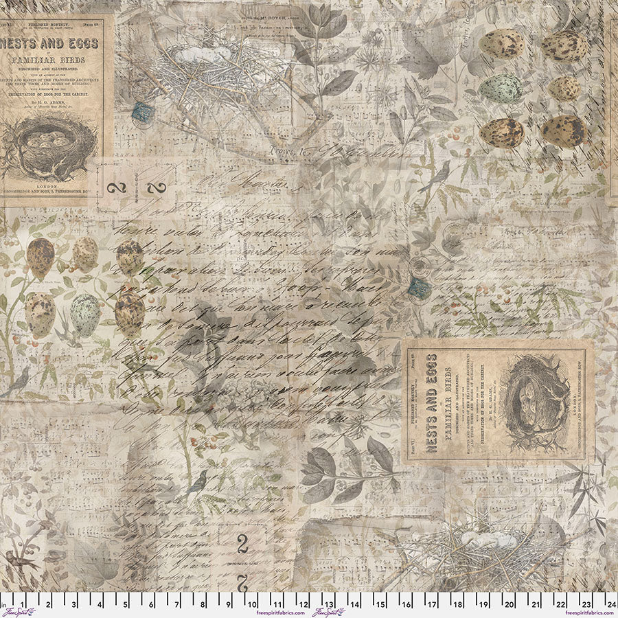 Tim Holtz Foundations Eggs and Nest quilting cotton in Multi