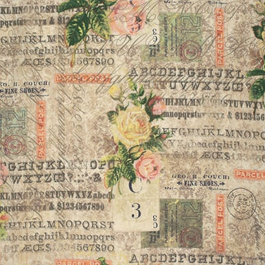 Tim Holtz Foundations Rose Parcel quilting cotton in Multi