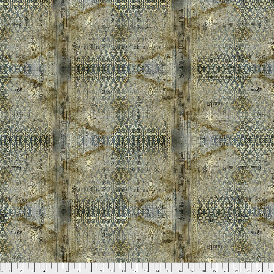 Tim Holtz Abandoned Stained Damask quilting cotton in Neutral
