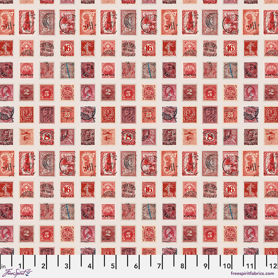 FreeSpirit Tim Holtz Palette stamps quilting cotton fabric in Red