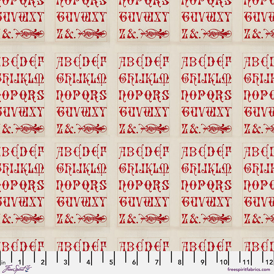 FreeSpirit Tim Holtz Palette typography quilting cotton fabric in Red