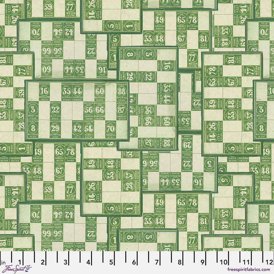 Tim Holtz Numbers quilting cotton in Green