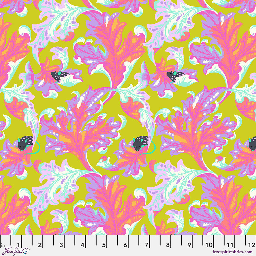 FreeSpirit Tula Pink Tabby Road Deja Vu Eek cat quilting cotton fabric in Electroberry