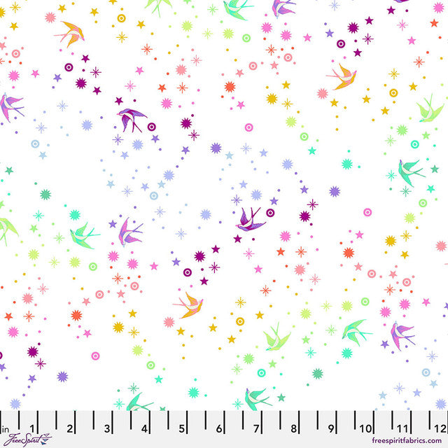White Fairy Dust Tula's True Colors 44"/45" Cotton Fabric Per Yard
