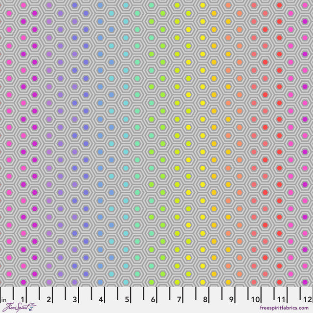 Dove Hexy Rainbow Tula's True Colors 44"/45" Cotton Fabric Per Yard