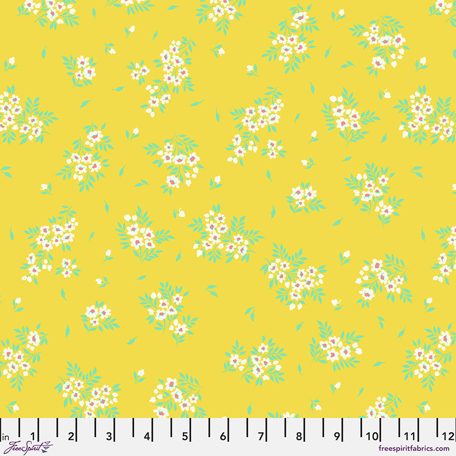 Tula Pink True Colors What a Ditz quilting fabric in Buttercup