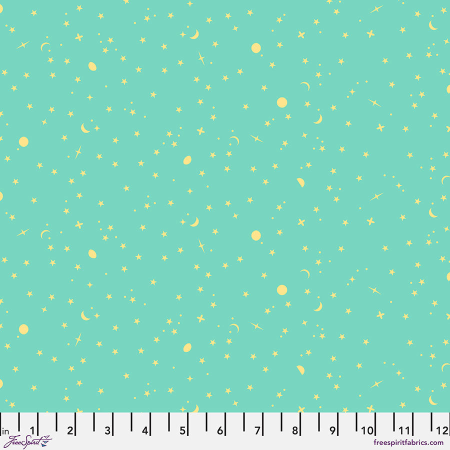 Tula Pink True Colors Space Sprinkles quilting fabric in Seaglass