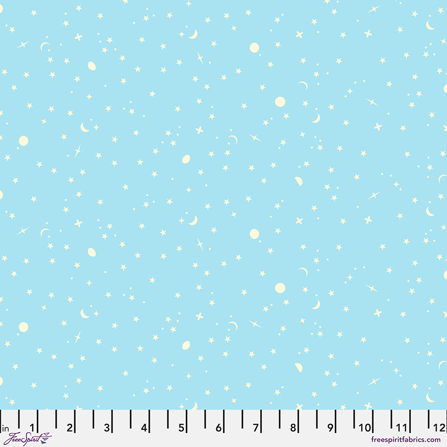 Tula Pink True Colors Space Sprinkles quilting fabric in Waterfall