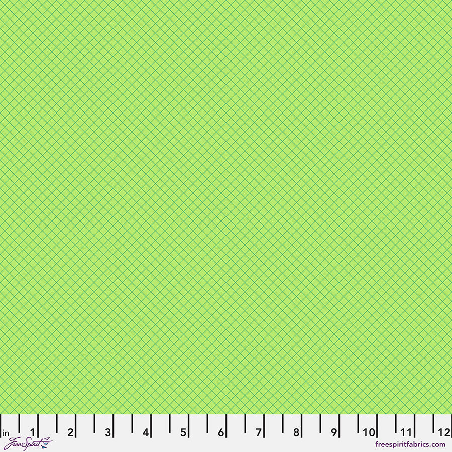 Tula Pink True Colors On the Grid quilting fabric in Apple