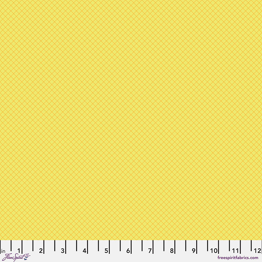 Tula Pink True Colors On the Grid quilting fabric in Highlighter