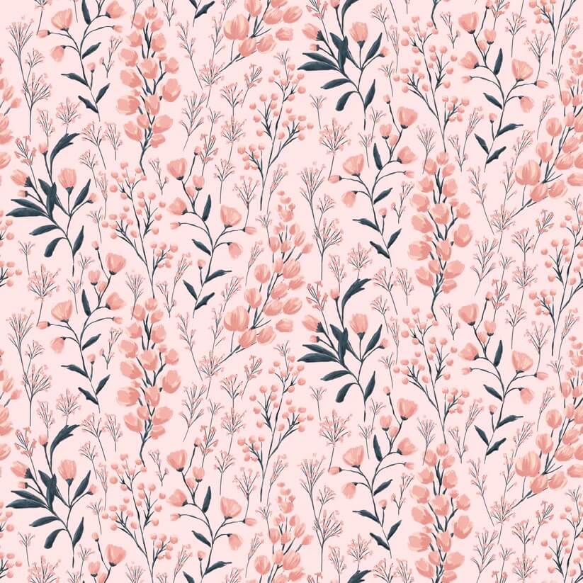 Painted Blossoms - Field of Dreams - Pink 44" / 45" Fabric Per Yard