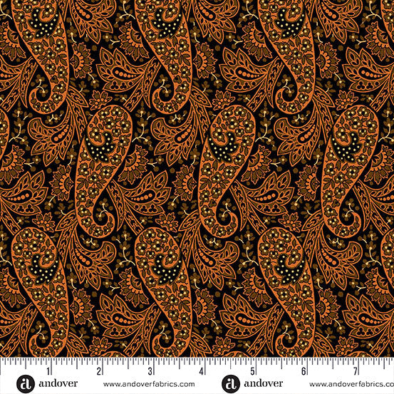 Paisley Black Nightfall 44 45 inch Cotton Fabric Andover Fabrics