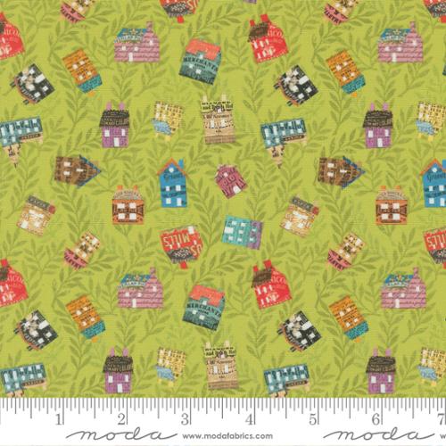 Paper Hamlet Sprout Tossed Houses Cotton 44"/45" Fabric Per Yard