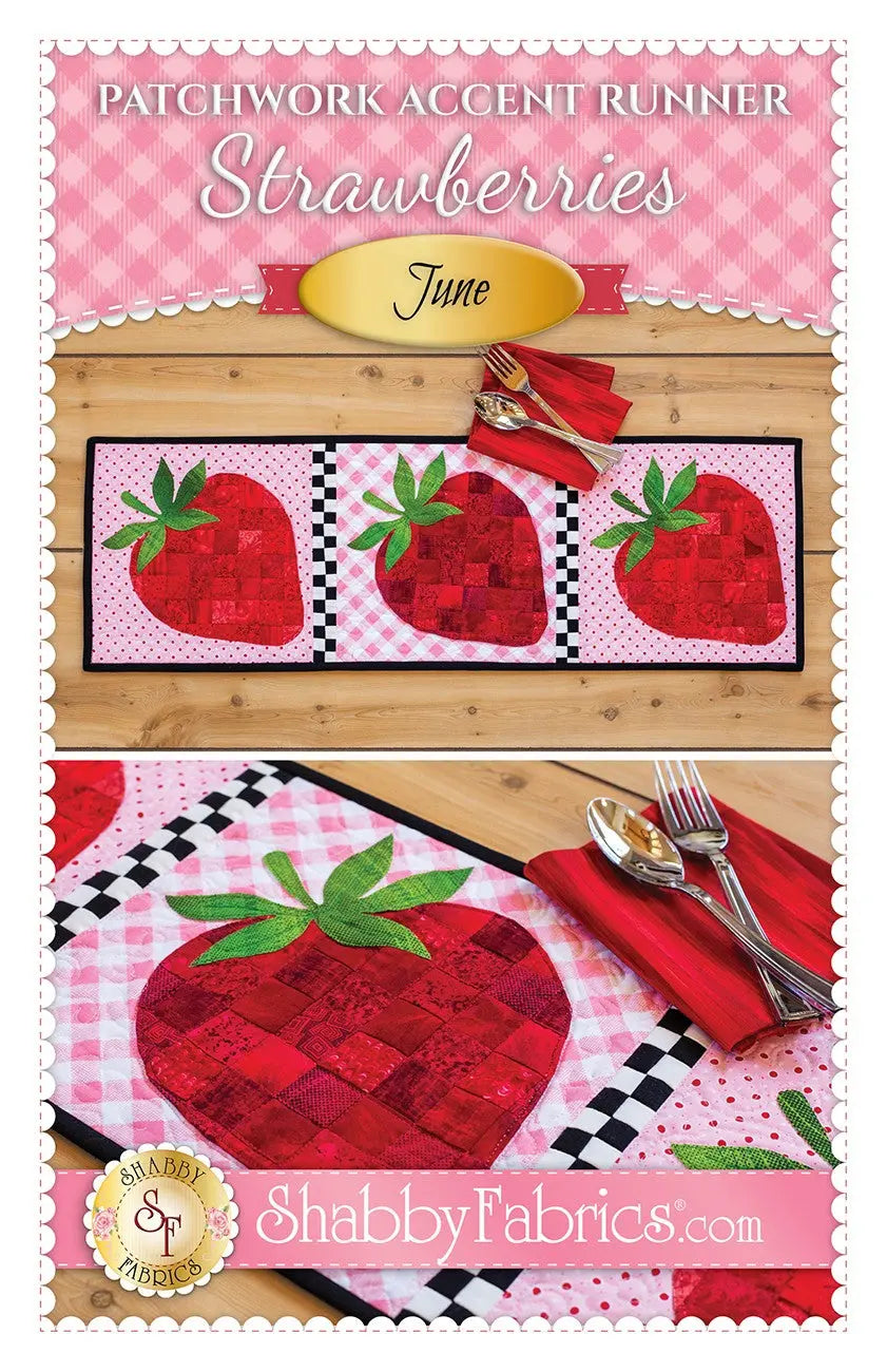 Patchwork Accent Runner Strawberries June - Linda's Electric Quilters