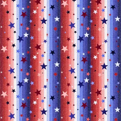 Patriotic Pop Gradient Stars & Stripes 43"/44" Fabric Per Yard Henry Glass & Co