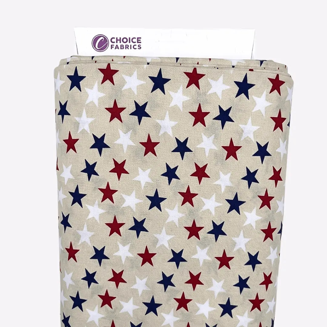 Patriotic Stars 108" Supreme Backings - Large Stars on Cream Wideback Fabric Per Yard The Fabric Company