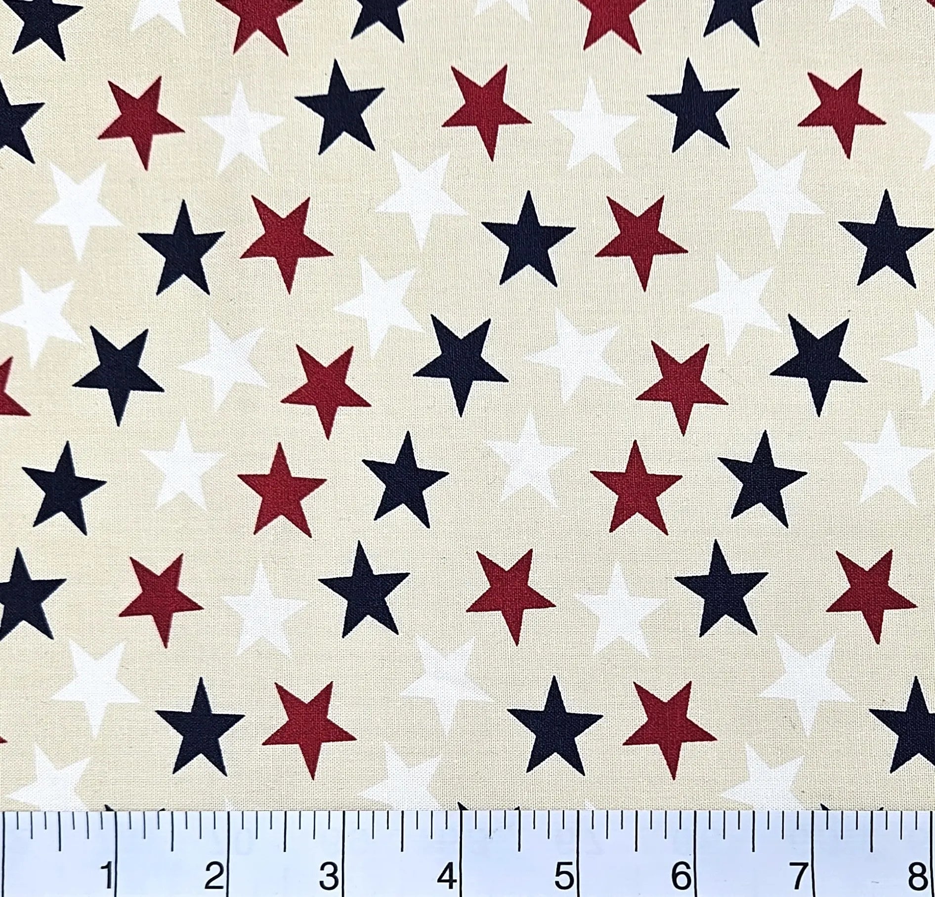 Patriotic Stars 108" Supreme Backings - Large Stars on Cream Wideback Fabric Per Yard The Fabric Company