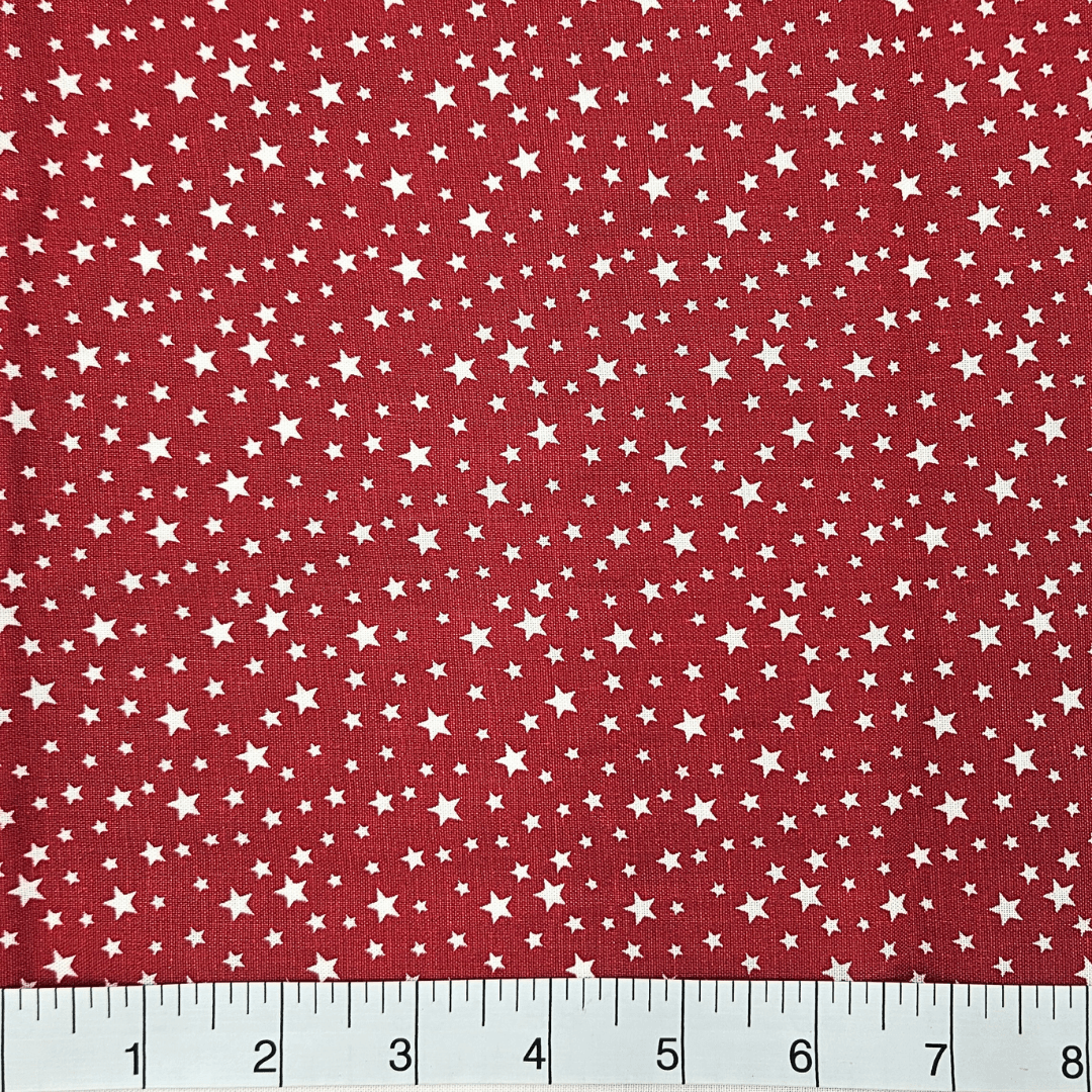 Patriotic Stars 108" Supreme Backings - White Stars on Red Wideback Fabric Per Yard