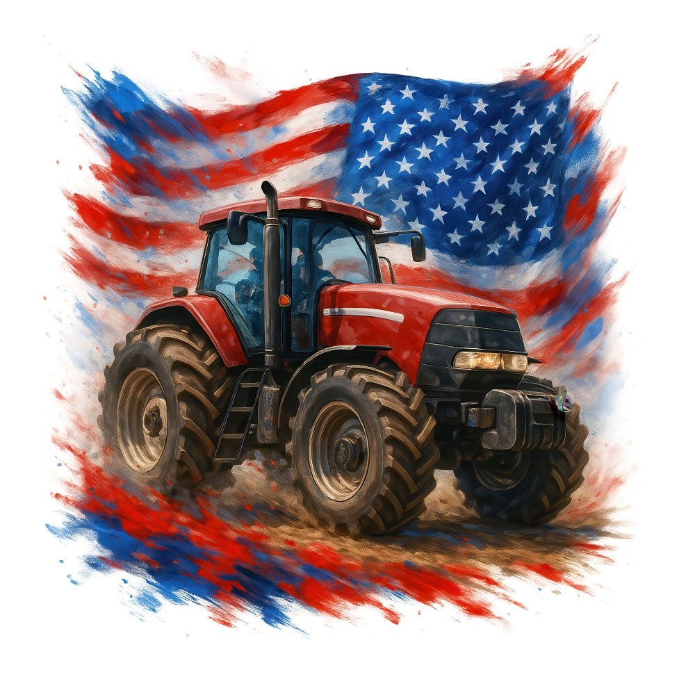 Patriotic Tractor Fabric Panel 15 QuiltingFabricPanels