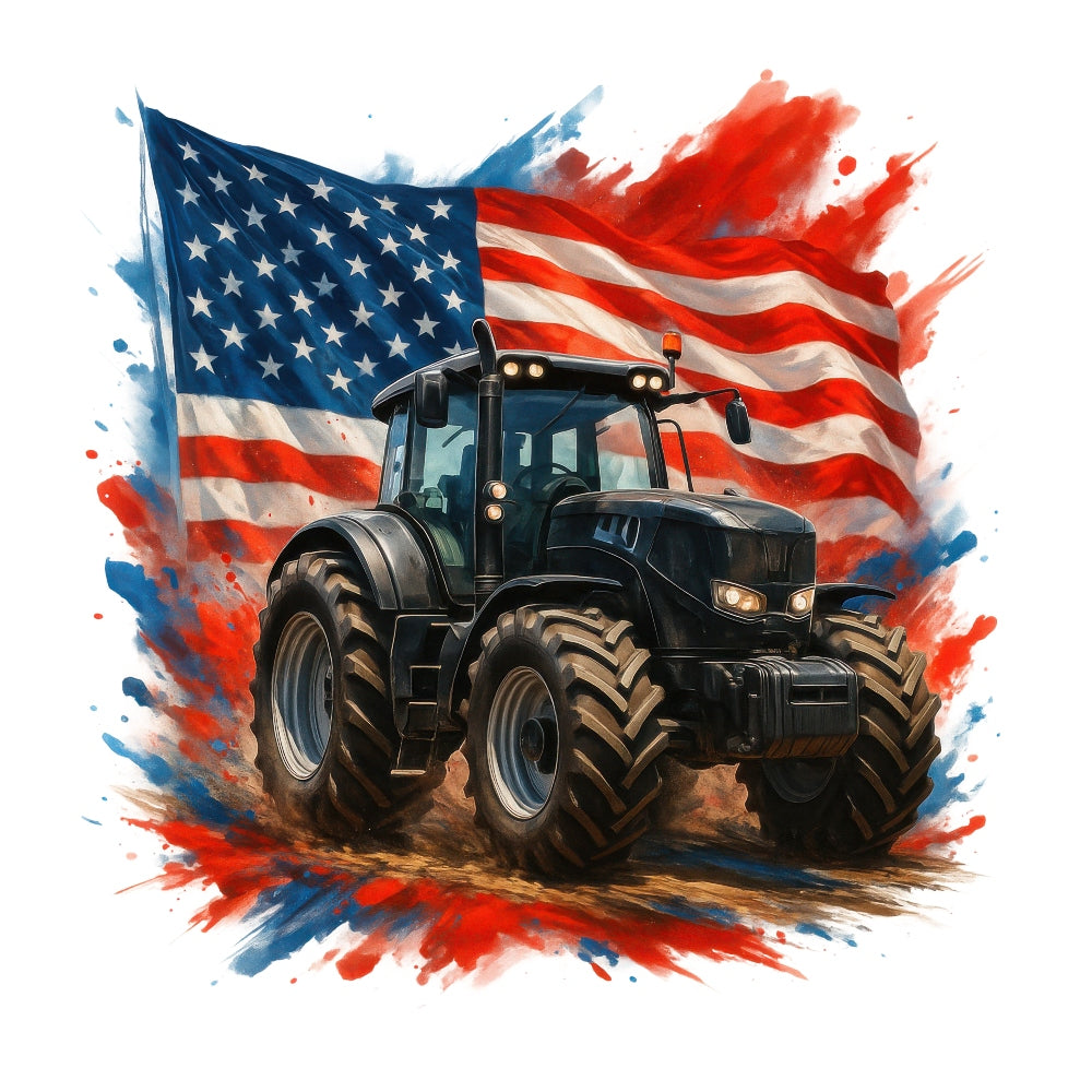 Patriotic Tractor Fabric Panel 19 QuiltingFabricPanels
