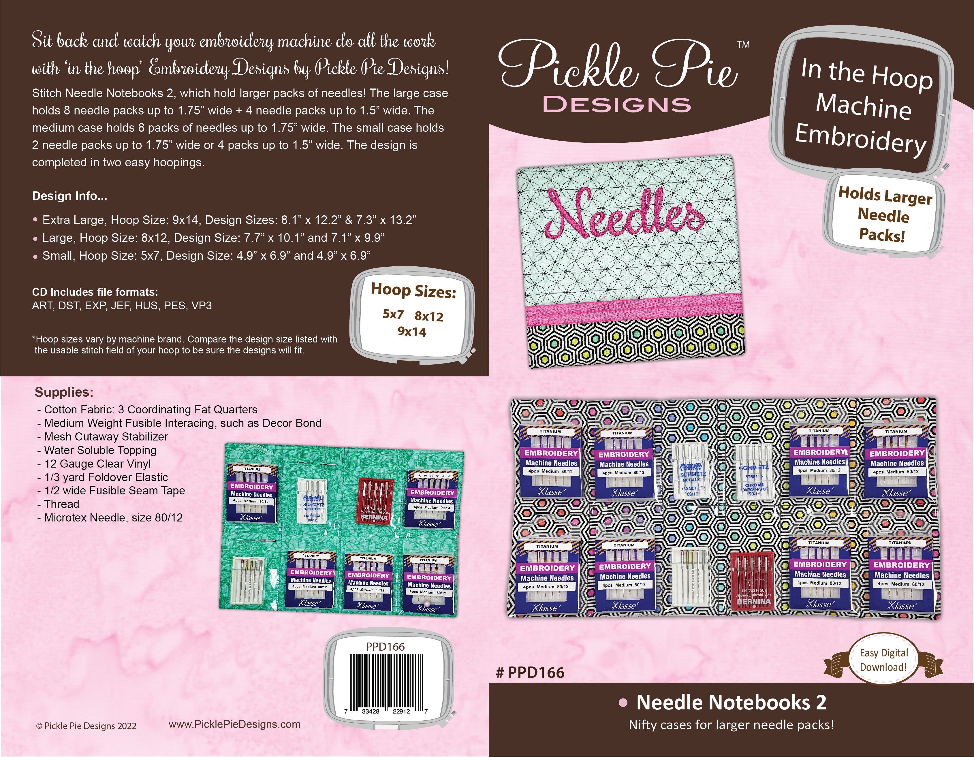 Needle Notebook 2 In the Hoop Machine Embroidery Design Set