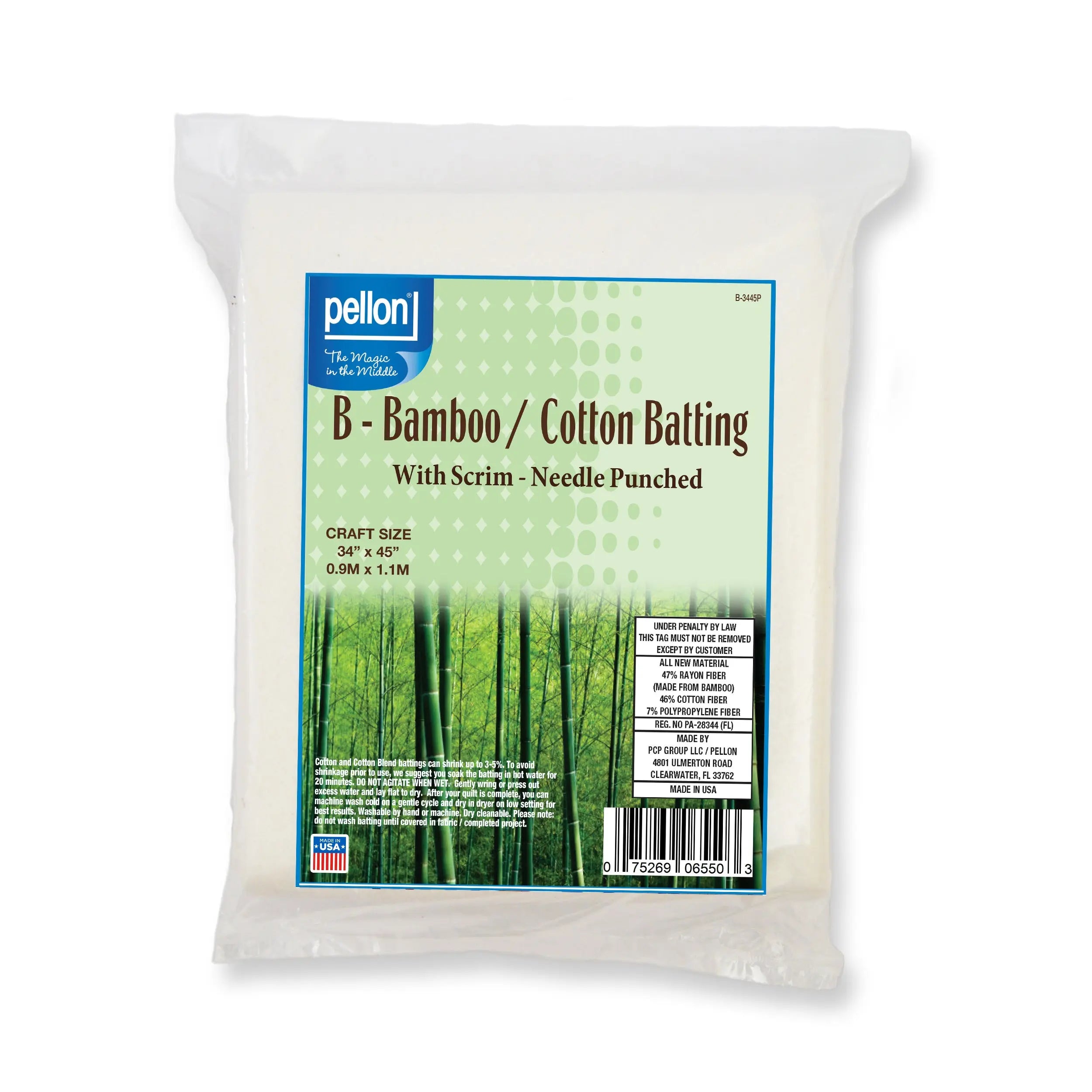 Pellon® Bamboo/Cotton Batting Scrim 34" x 45" Craft Size Package Linda's Electric Quilters