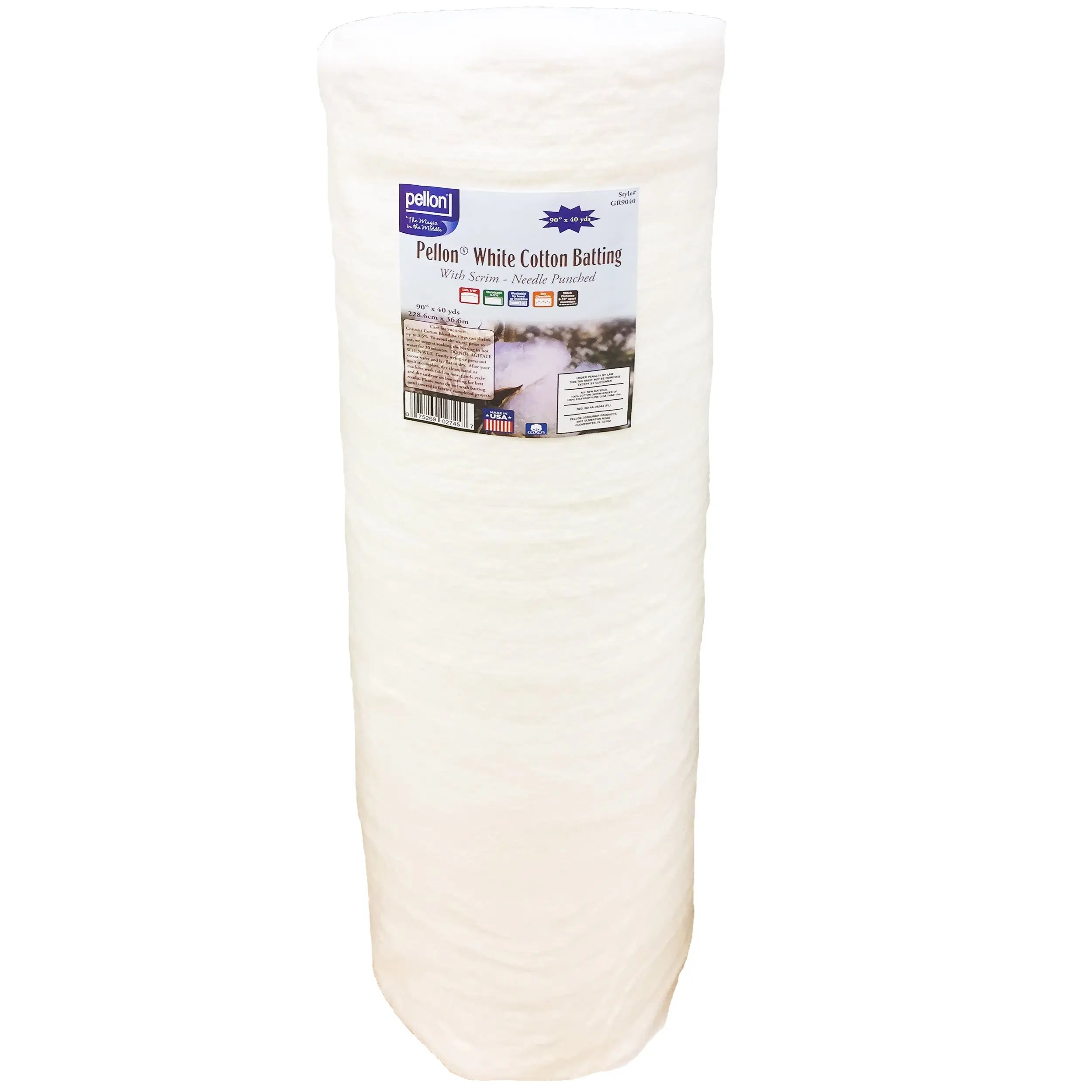 Pellon® White Cotton Batting With Scrim  90" x 40 yards Roll. Pellon